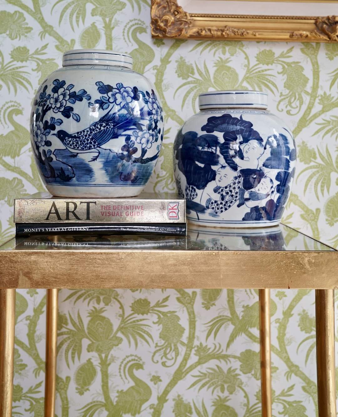 Large Pheasant in Blooming Garden Ginger Jar