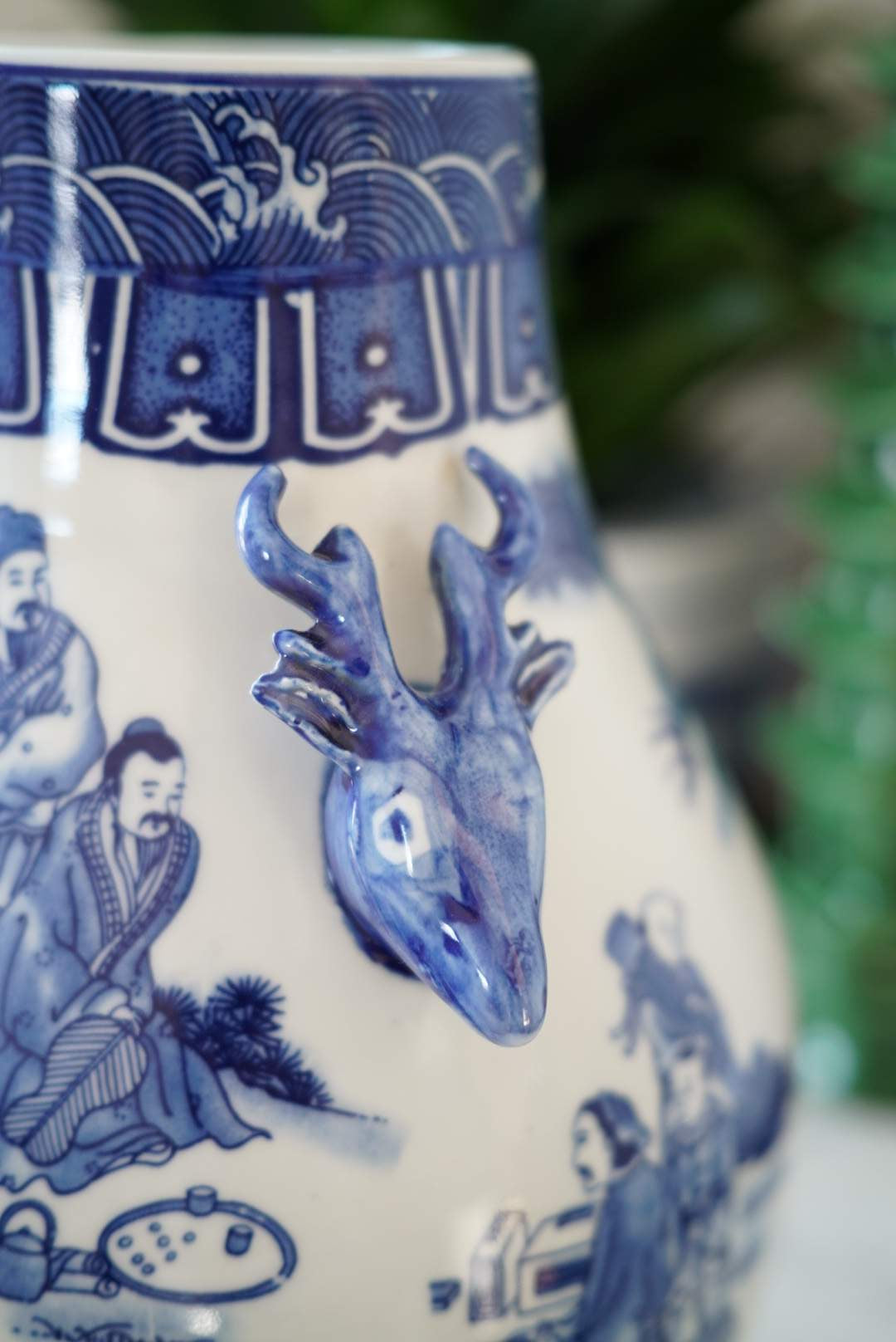 Large Diety Vase with Stag Handles