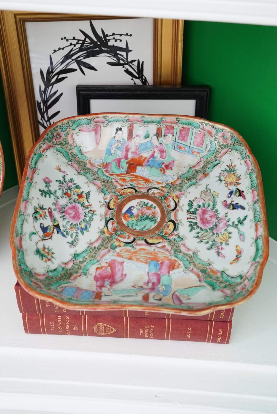 1800's Chinese Export Rose Medallion Rounded Square Serving Platter