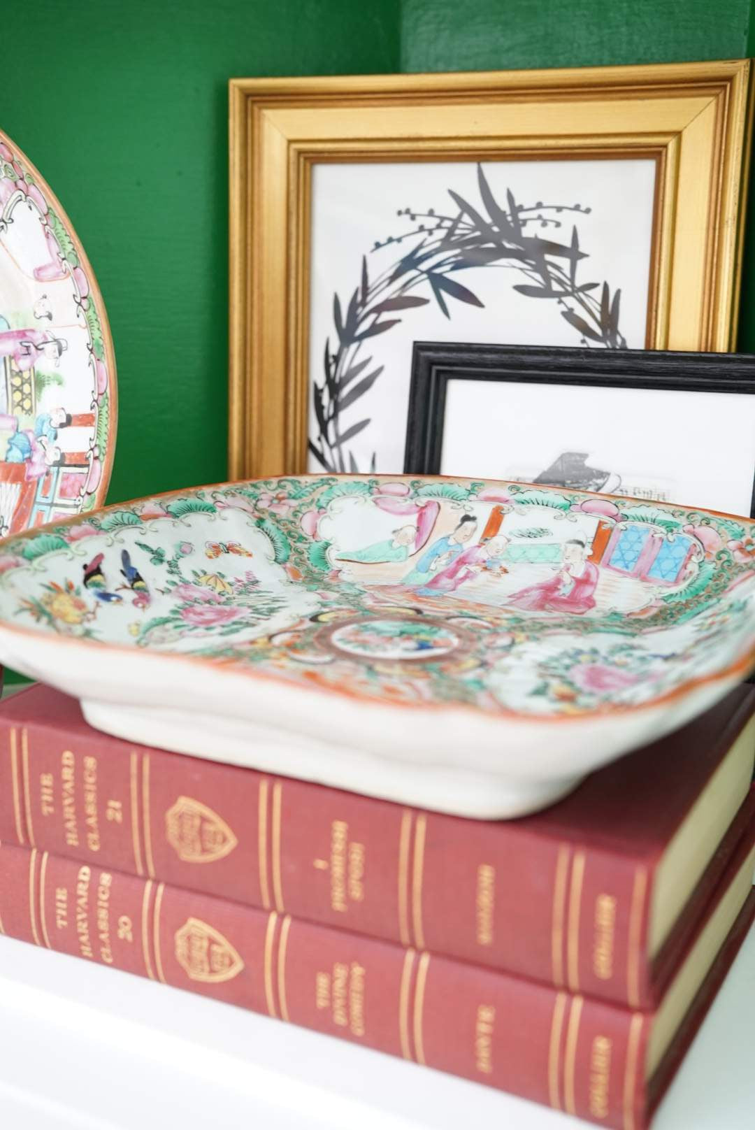 1800's Chinese Export Rose Medallion Rounded Square Serving Platter