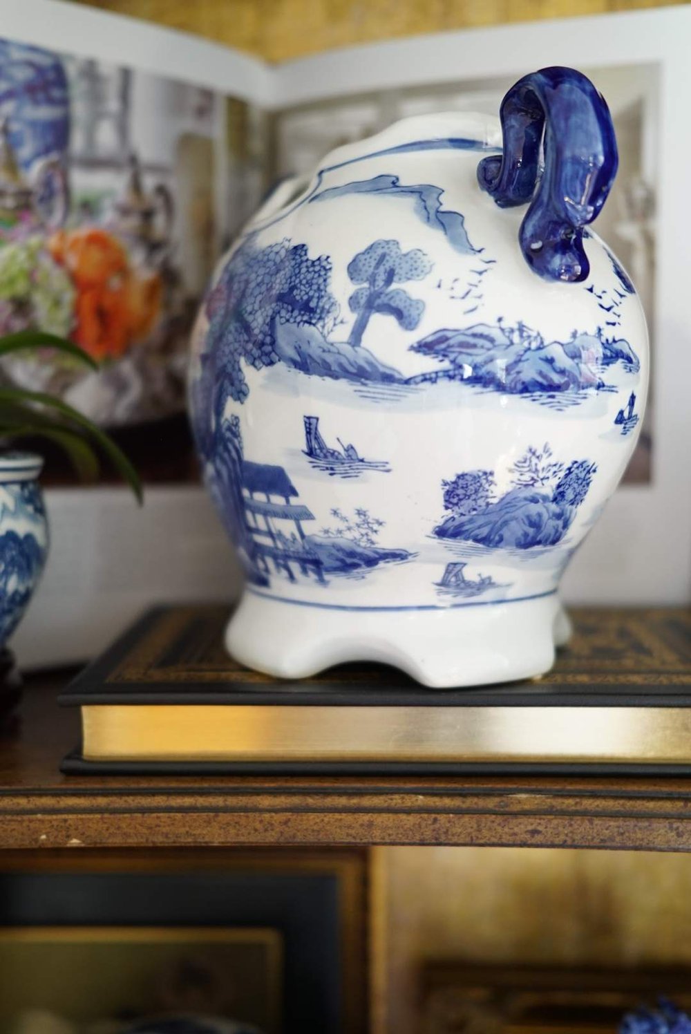 Vintage Panoramic Landscape Heart Vase