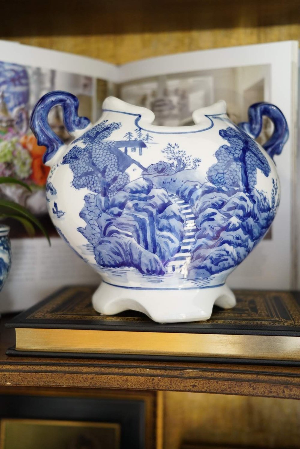 Vintage Panoramic Landscape Heart Vase