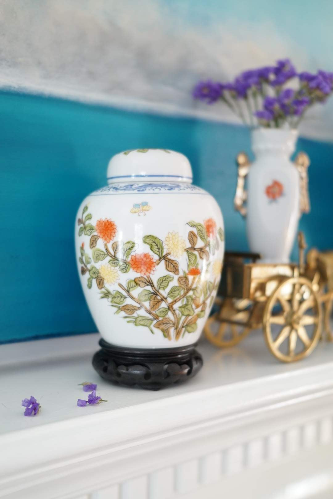 Vintage Floral Ginger Jar