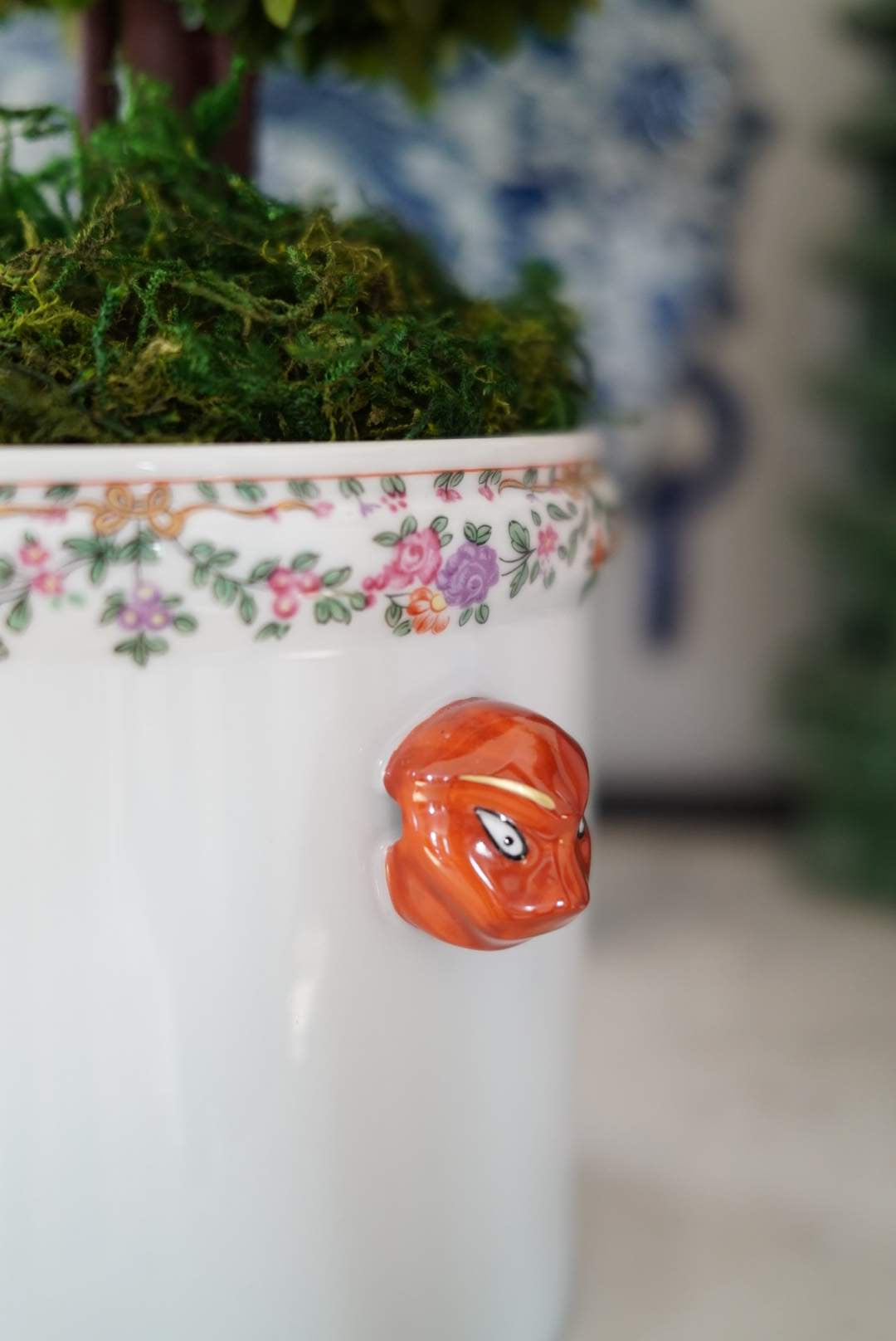 Mottahedeh Floral Cachepot Planter (Custom Fit Preserved Boxwood Topiary Available)