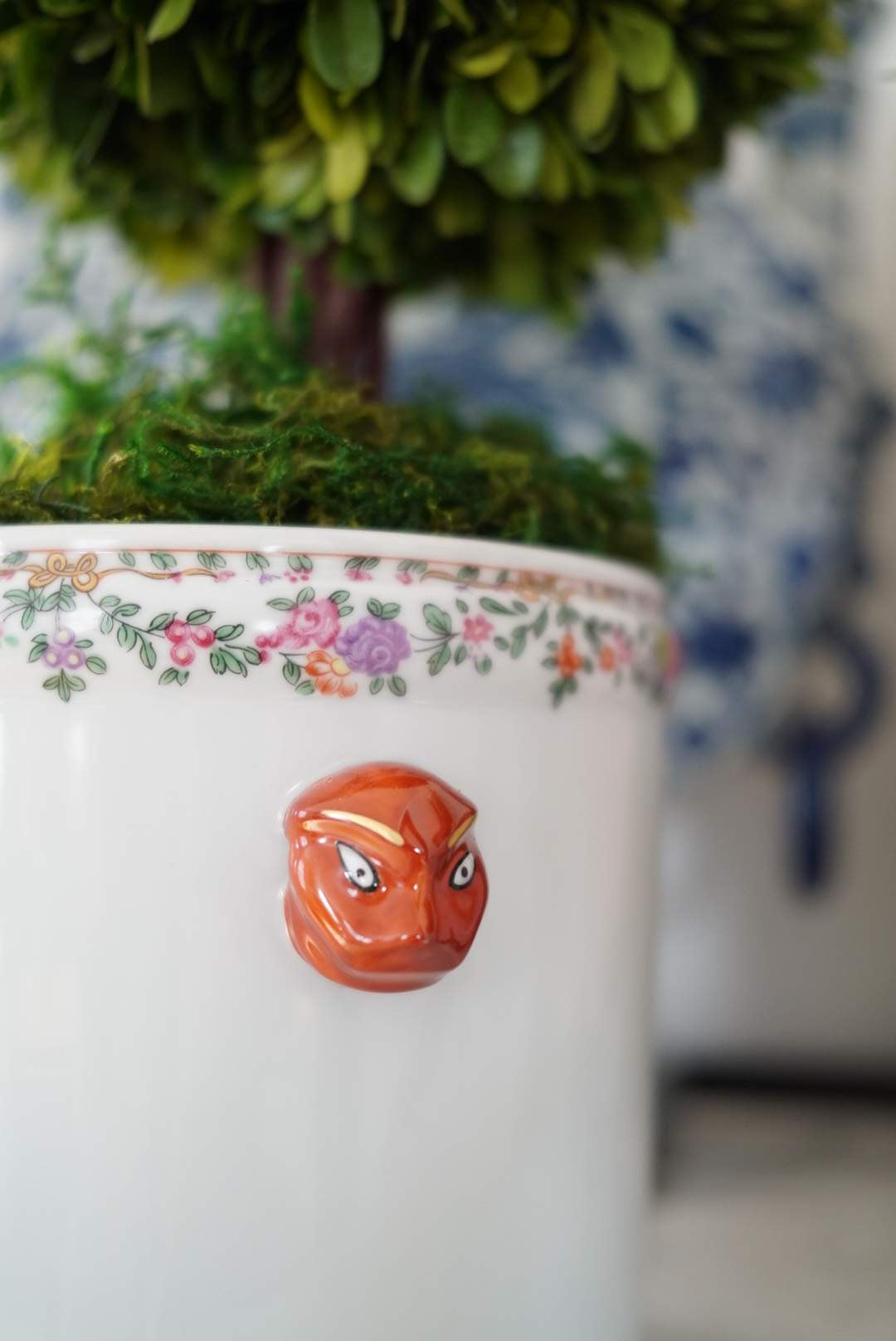 Mottahedeh Floral Cachepot Planter (Custom Fit Preserved Boxwood Topiary Available)