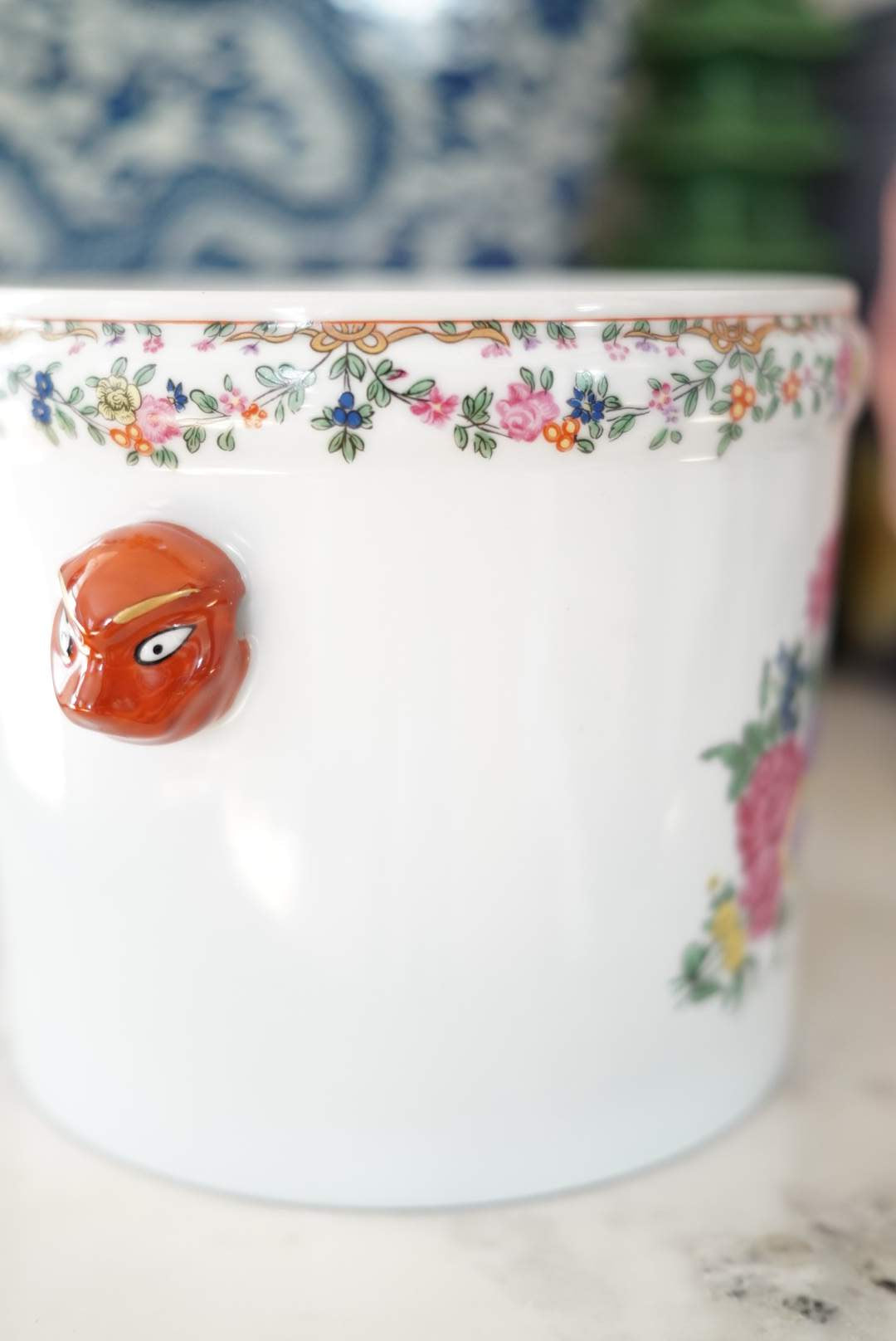 Mottahedeh Floral Cachepot Planter (Custom Fit Preserved Boxwood Topiary Available)