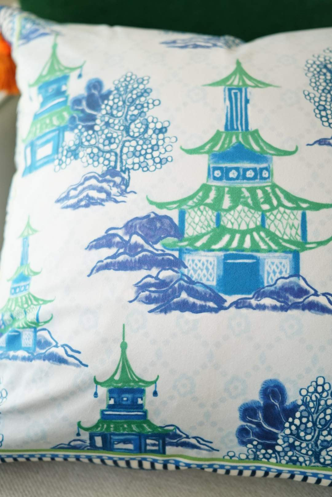 Throw Pillows with Pagoda Prints and Tassels-3 Styles