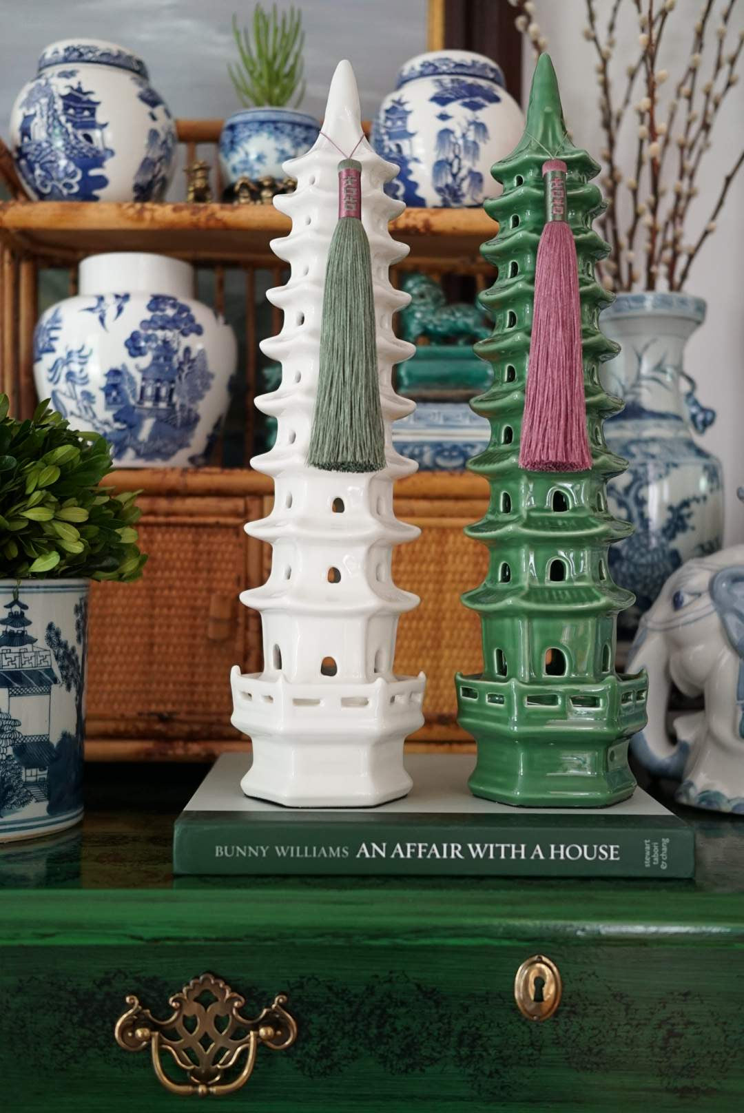 Tall White Glaze Pagoda-1 Size
