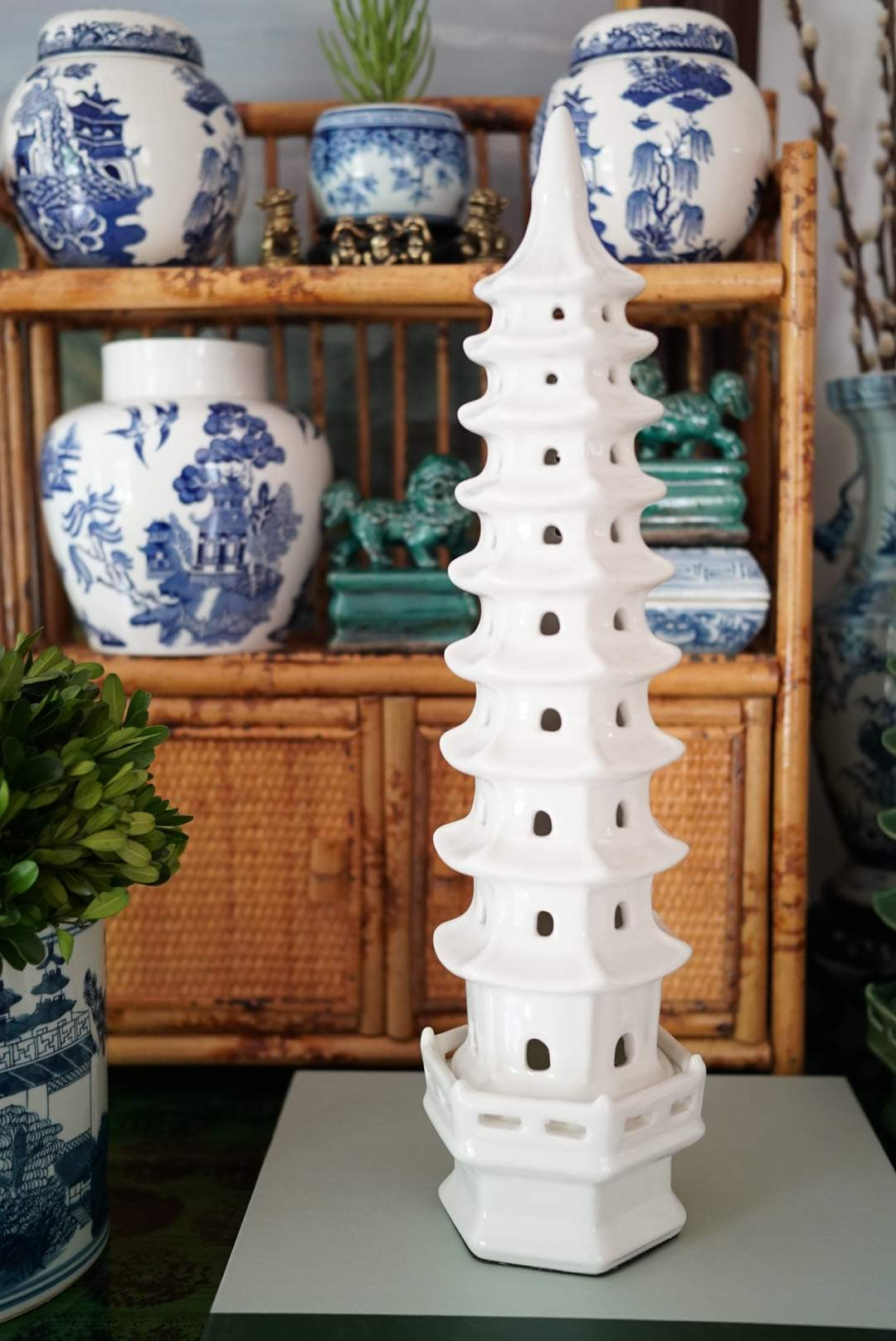Tall White Glaze Pagoda-1 Size
