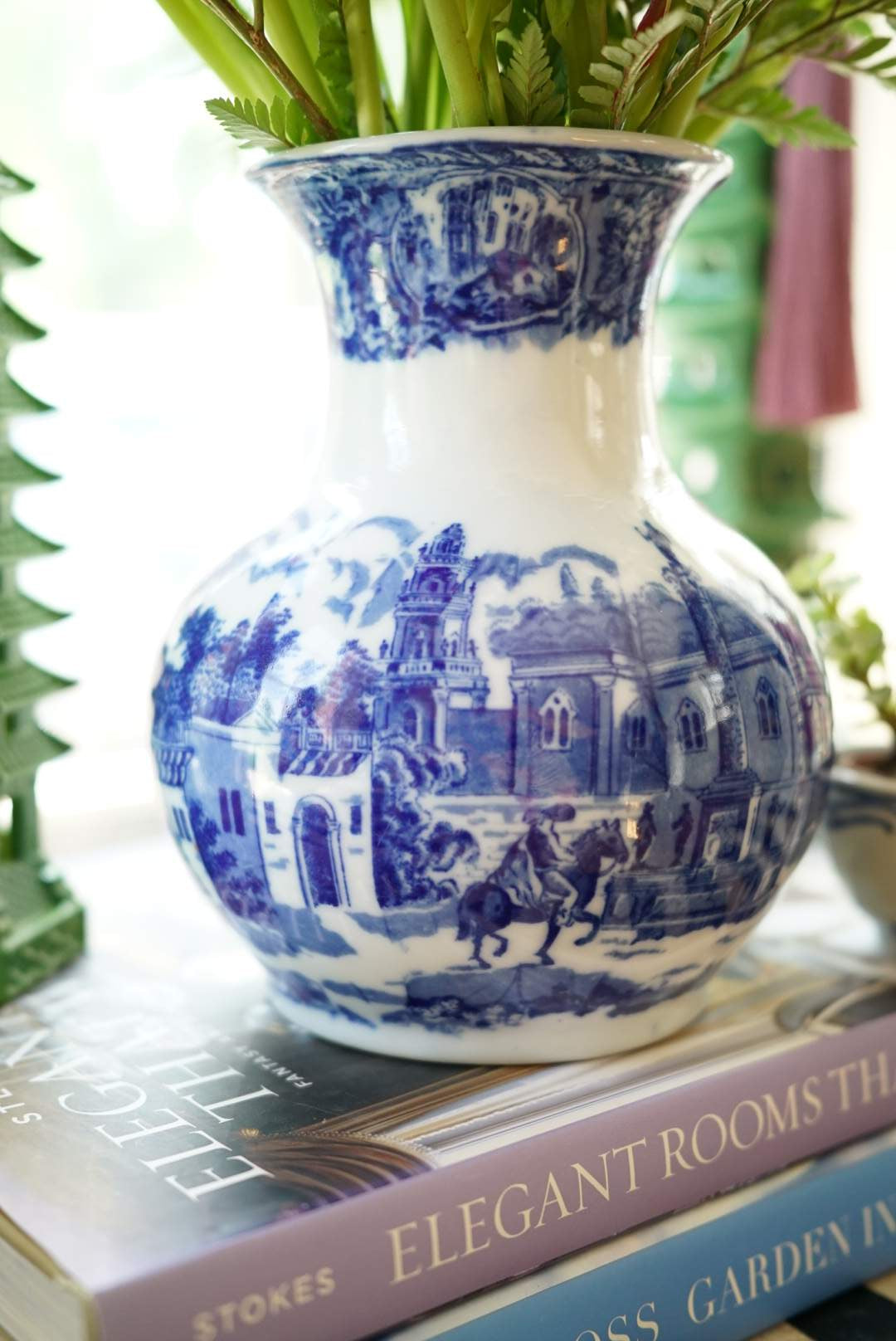 Vintage Victoria Ware Ironstone Flow Blue Transferware Vase