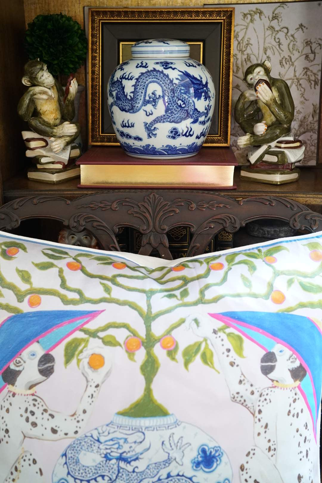 Pair of — Majolica Monkey Figurine Made in Italy