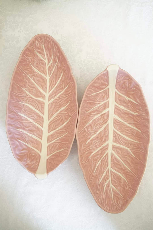 Large Pink Cabbage Leaf Serving Bowl