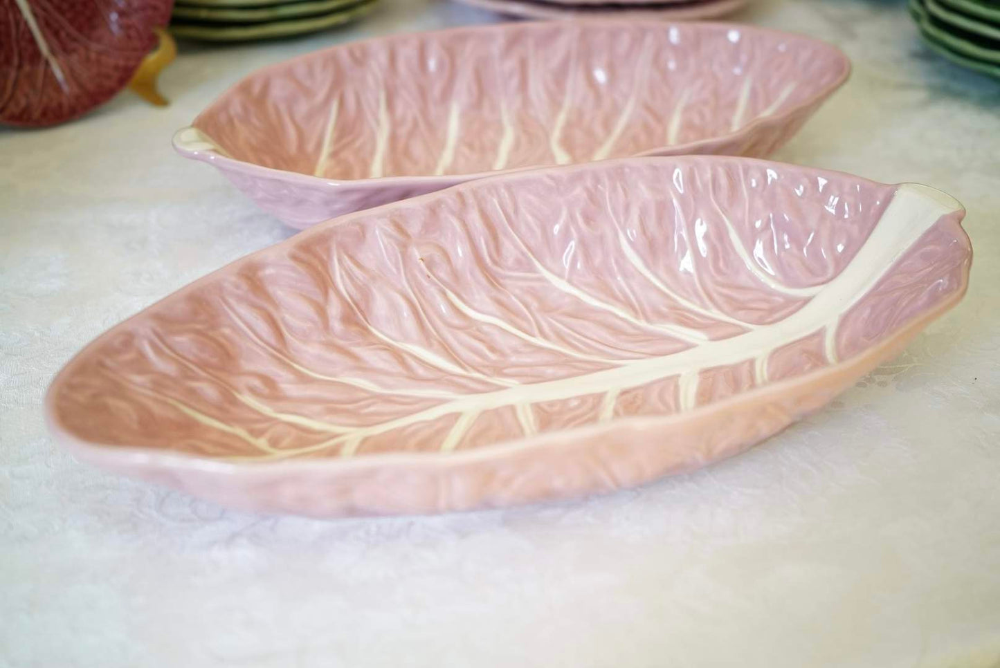 Large Pink Cabbage Leaf Serving Bowl