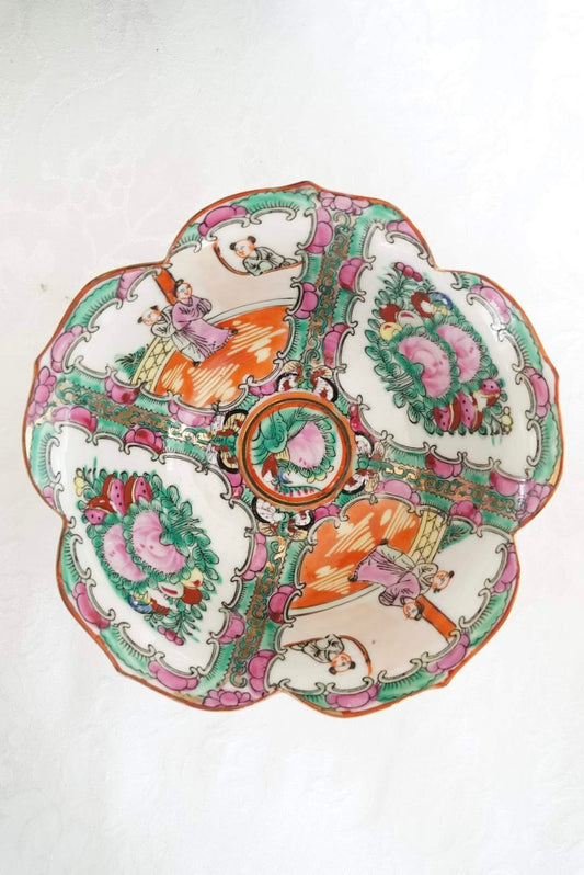 Vintage Small Rose Medallion Lotus Bowl