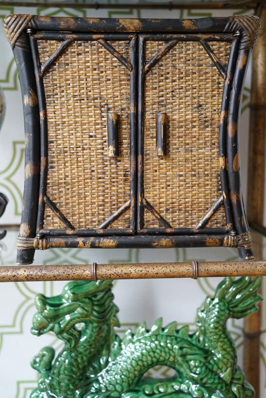 Vintage Tortoise Shell Burnt Bamboo Chest