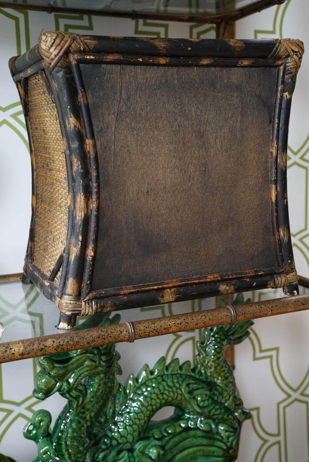 Vintage Tortoise Shell Burnt Bamboo Chest