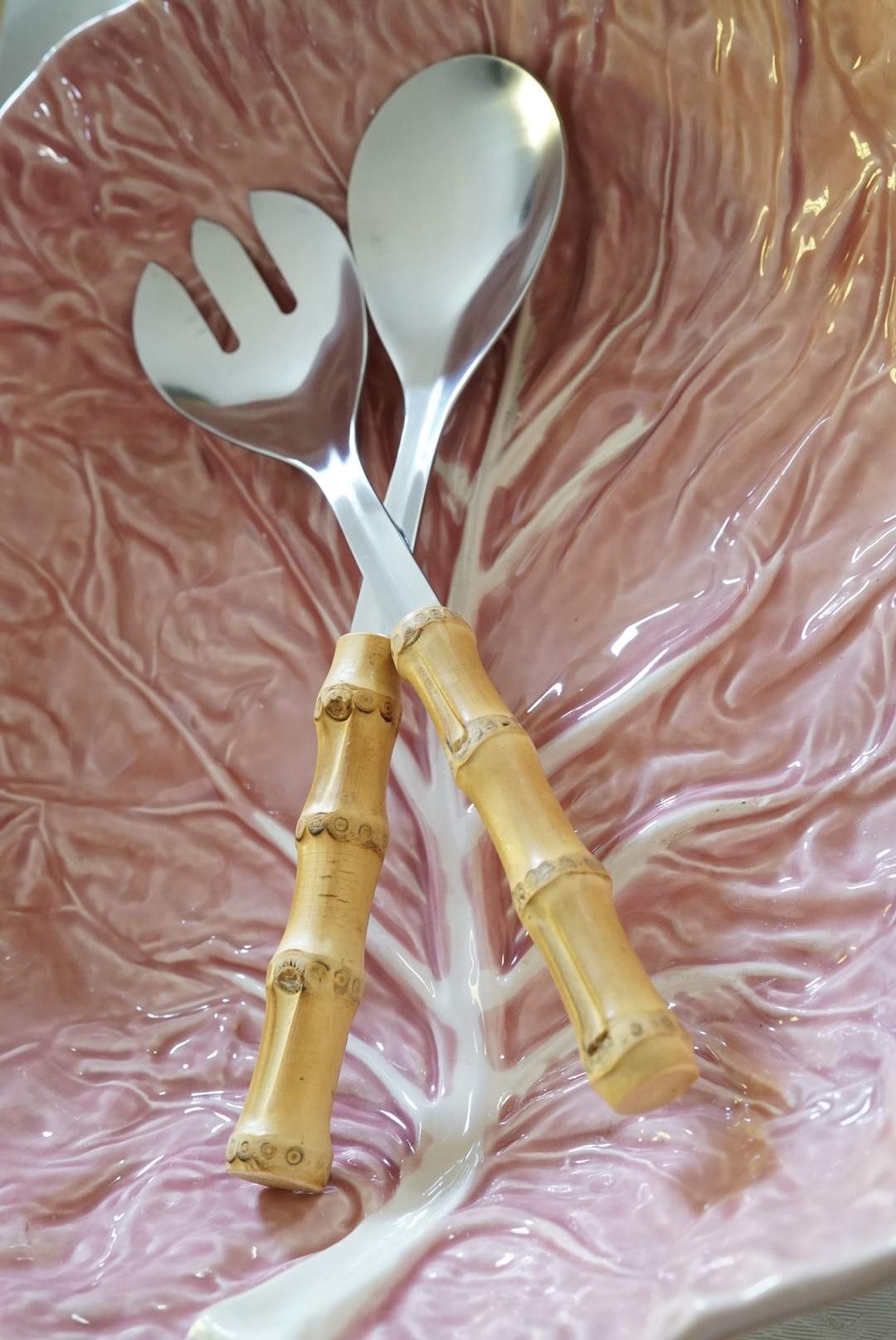 Set of 2—Natural Bamboo Handle Salad Server