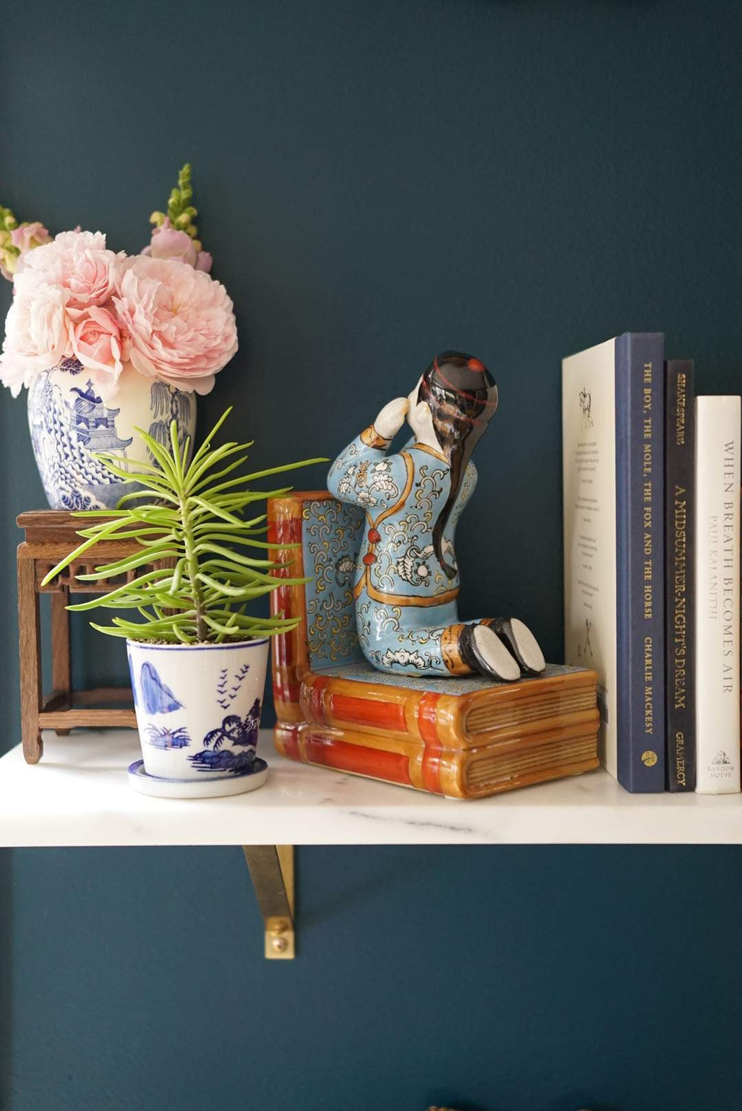 Pair of—Famille Rose Bookends with Children