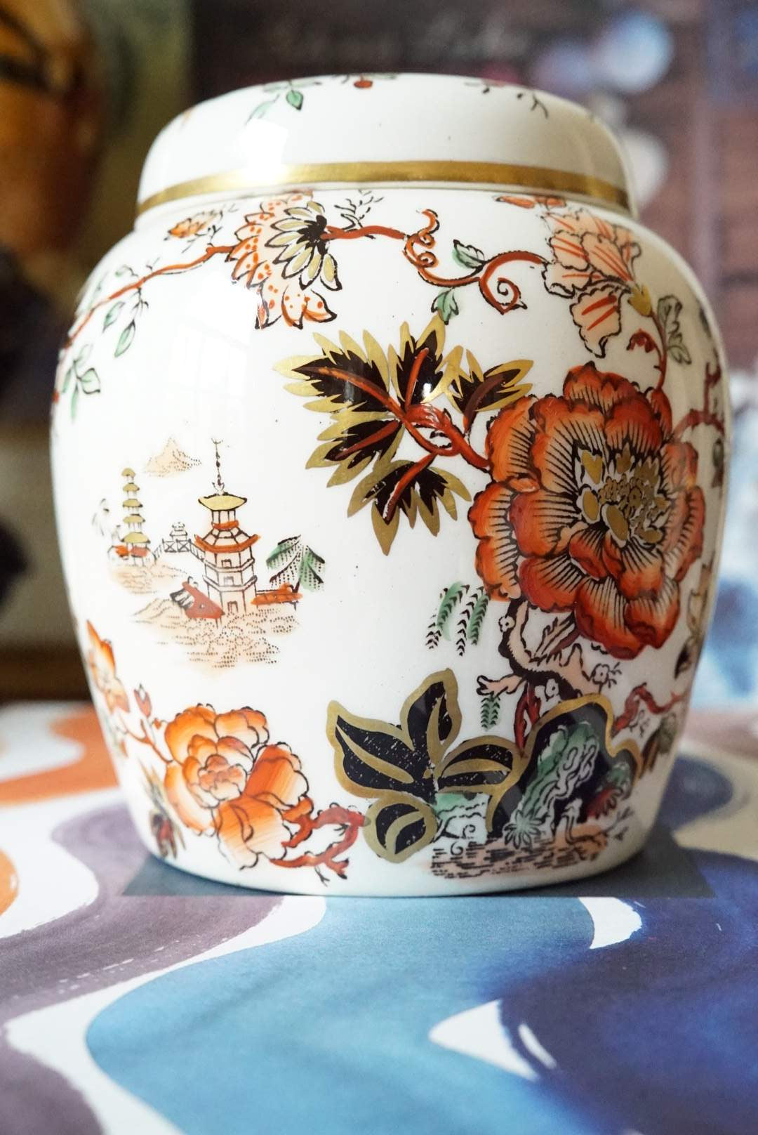 Mason’s Ironstone Golden Azalea Ginger Jar