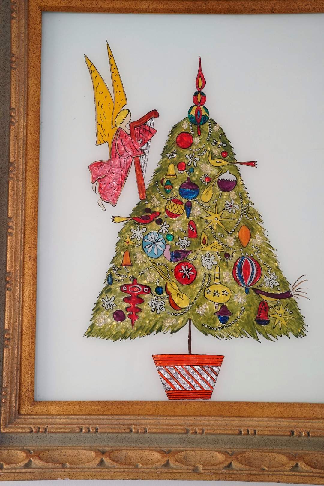Charming Large Vintage Tinsel Painting