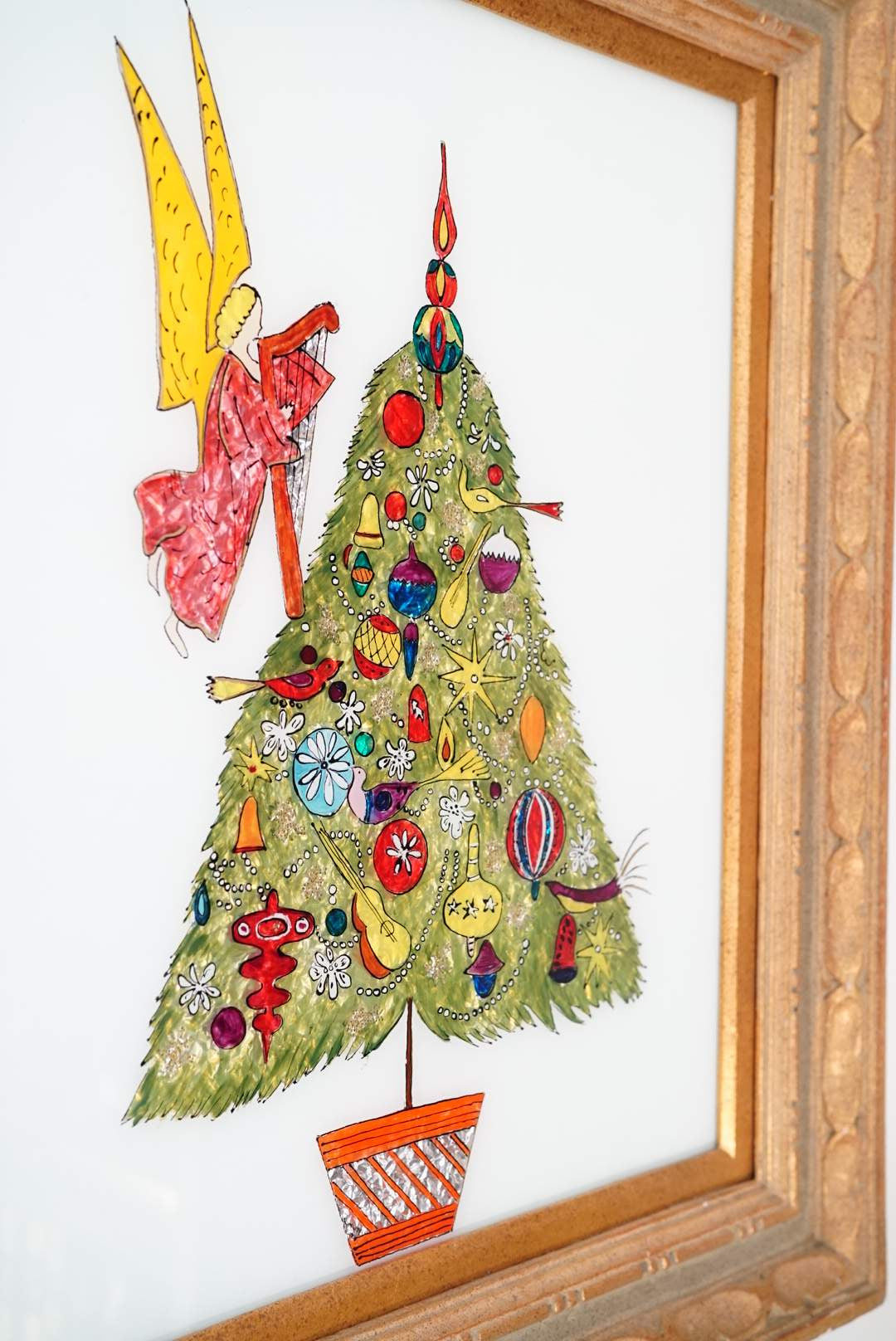 Charming Large Vintage Tinsel Painting