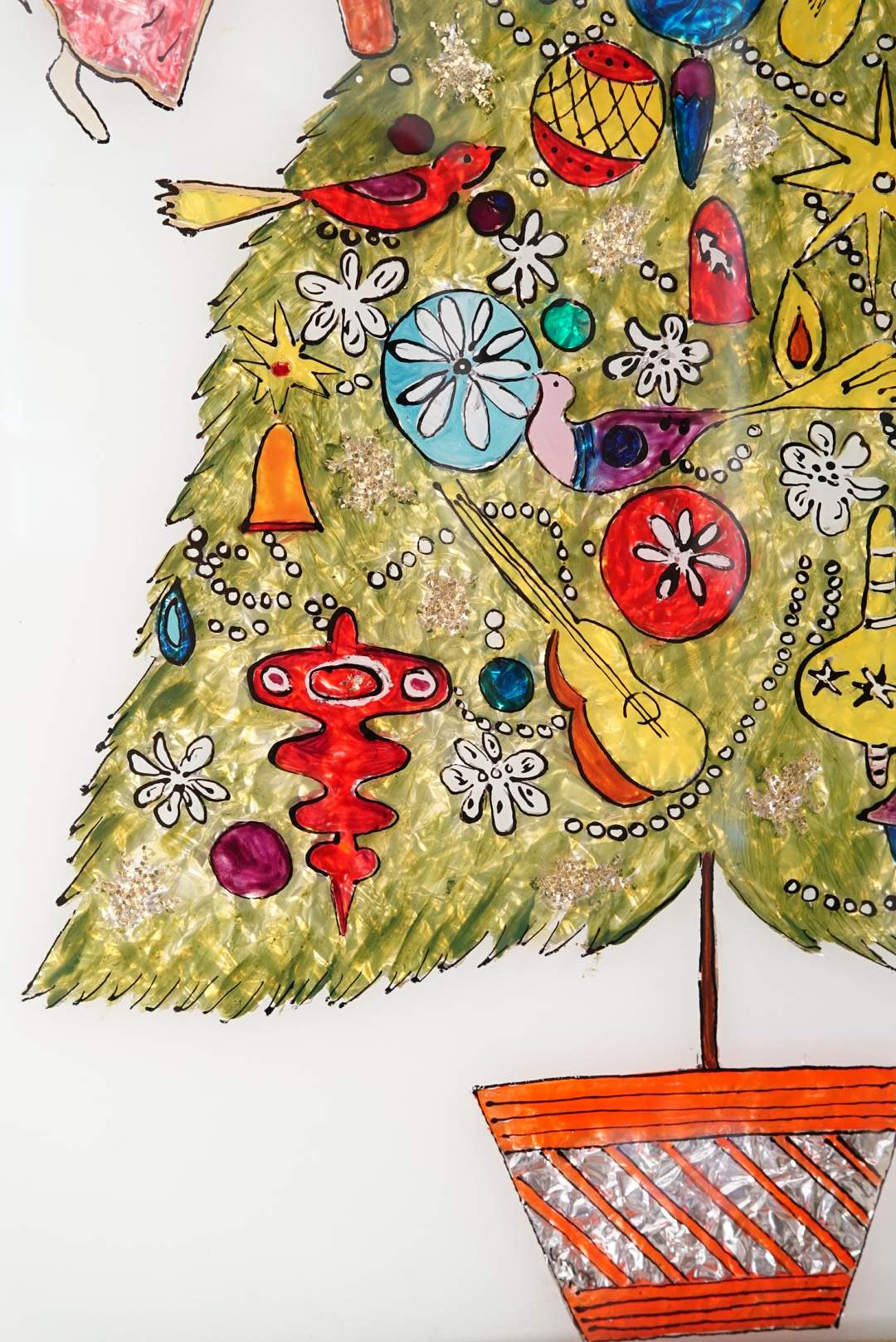 Charming Large Vintage Tinsel Painting