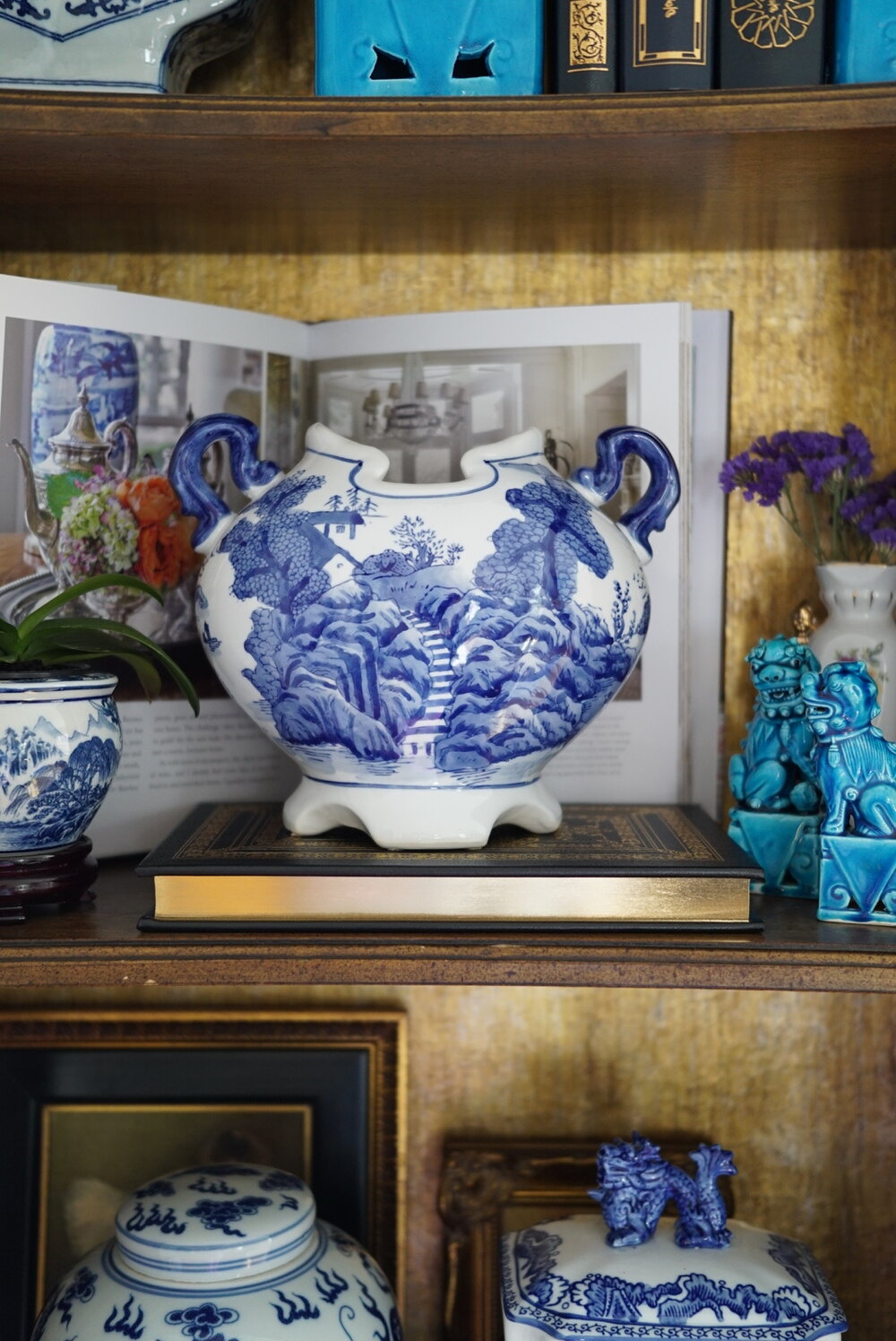 Vintage Panoramic Landscape Heart Vase