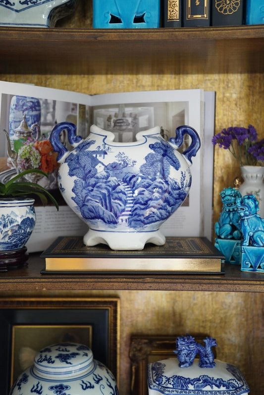 Vintage Panoramic Landscape Heart Vase