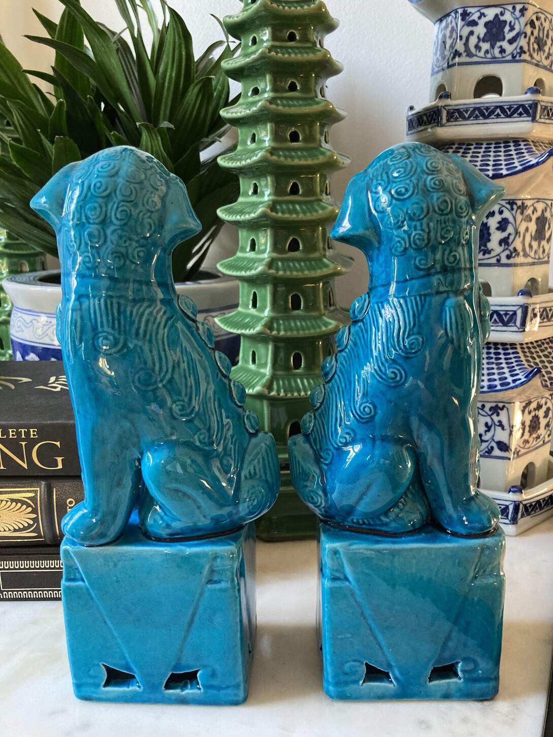 Medium Peacock Blue Foo Dogs