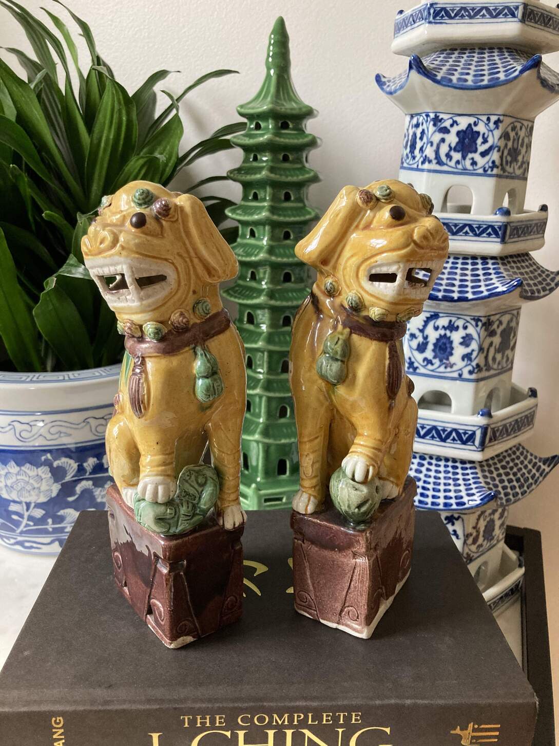 Early 1900’s Tri-color Glazed Foo Dogs-Pair