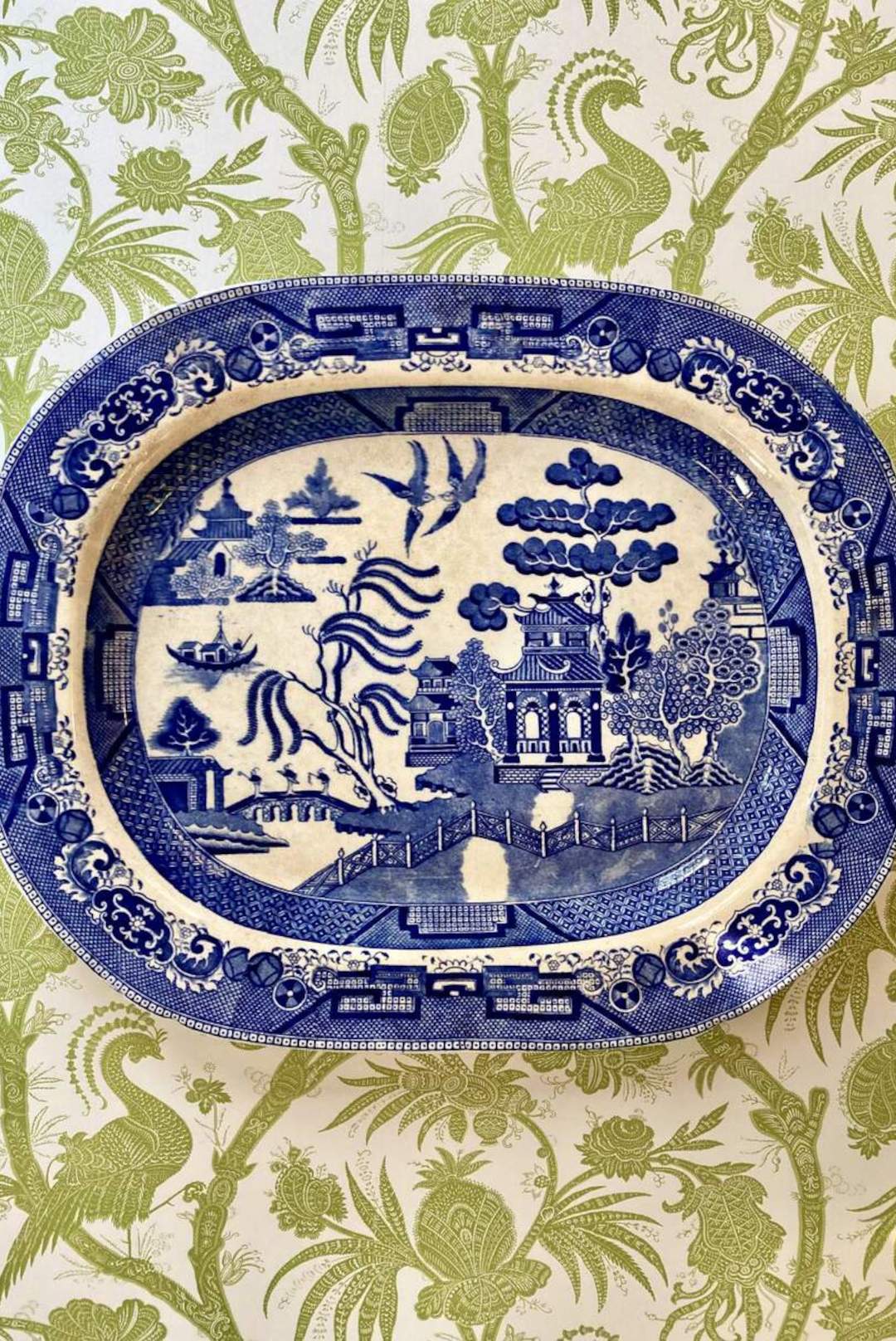 XXL 19.5 Antique Ridgways Blue Willow Platter