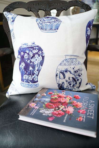 Blue and White Ginger Jars Decorative Pillow