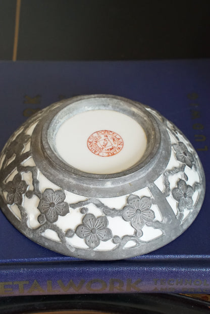 Vintage Famille Verte Bok Choy Plate with Cherry Blossom Encasing