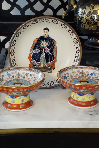A Pair of — Vintage Ancestor Dowager Empress High Footed Offering Bowls