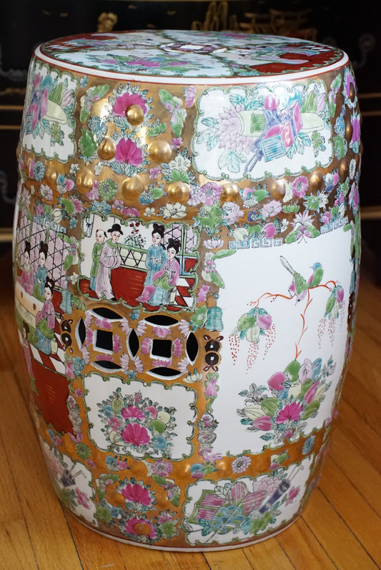 Vintage Rose Medallion Garden Stool