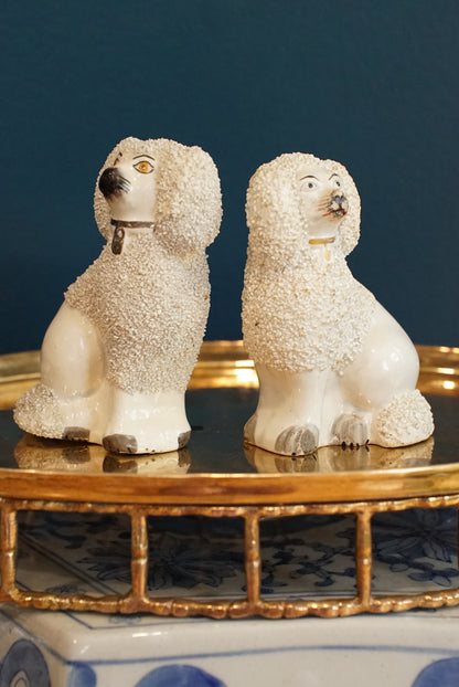 Pair of — Antique Staffordshire Confetti Poodles