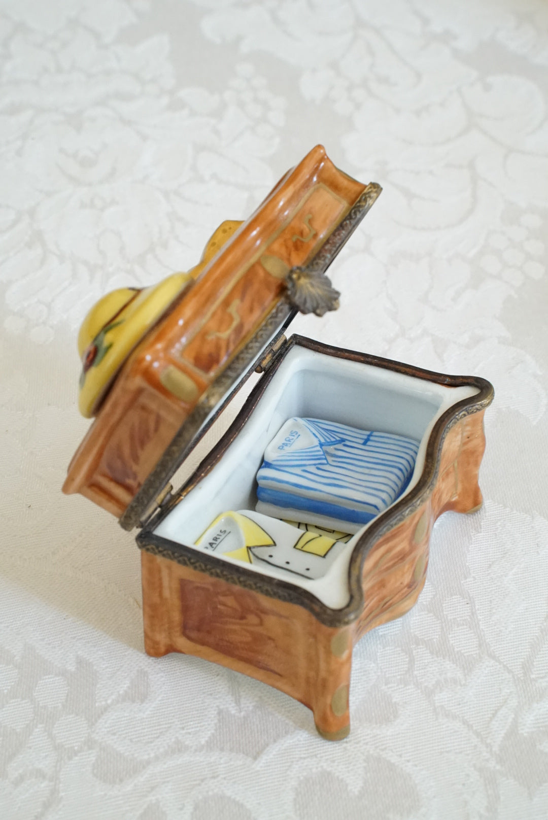 Limoges Box — Dresser with Hat, Book and Shirts
