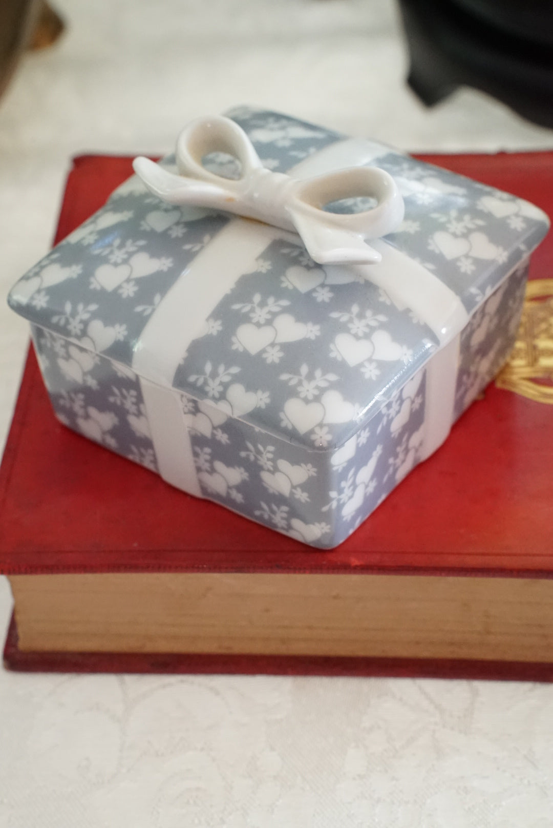 Vintage Porcelain Box with Bow