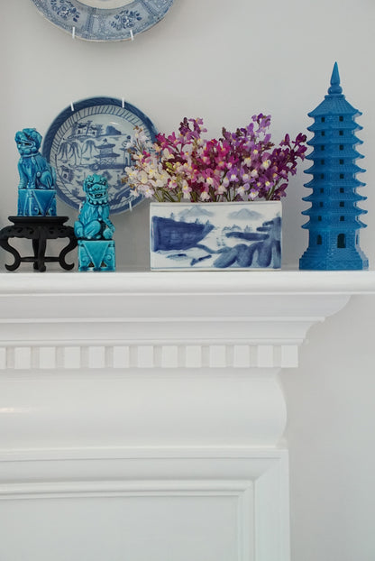 Vintage Blue and White Flower Brick