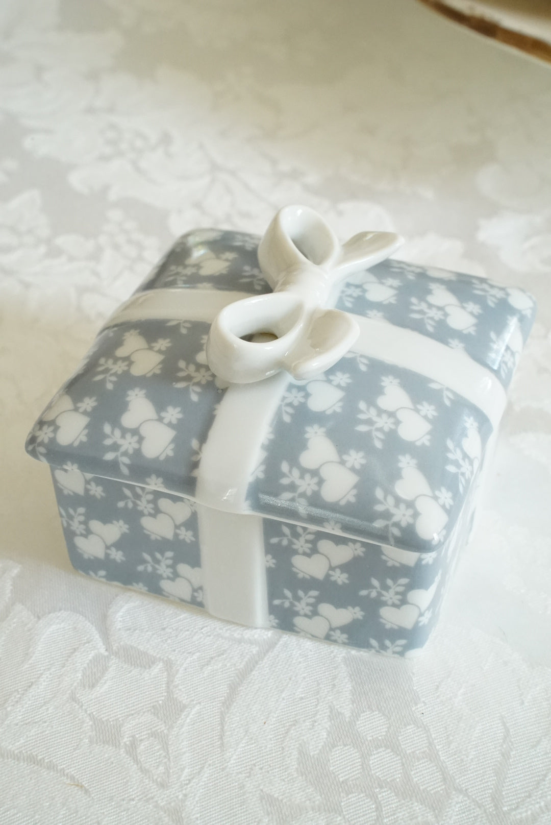 Vintage Porcelain Box with Bow