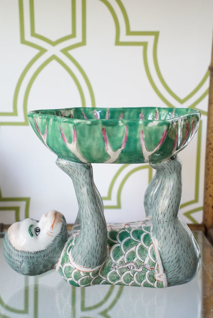Chinoiserie Green Monkey Bowl in Dragon Vest