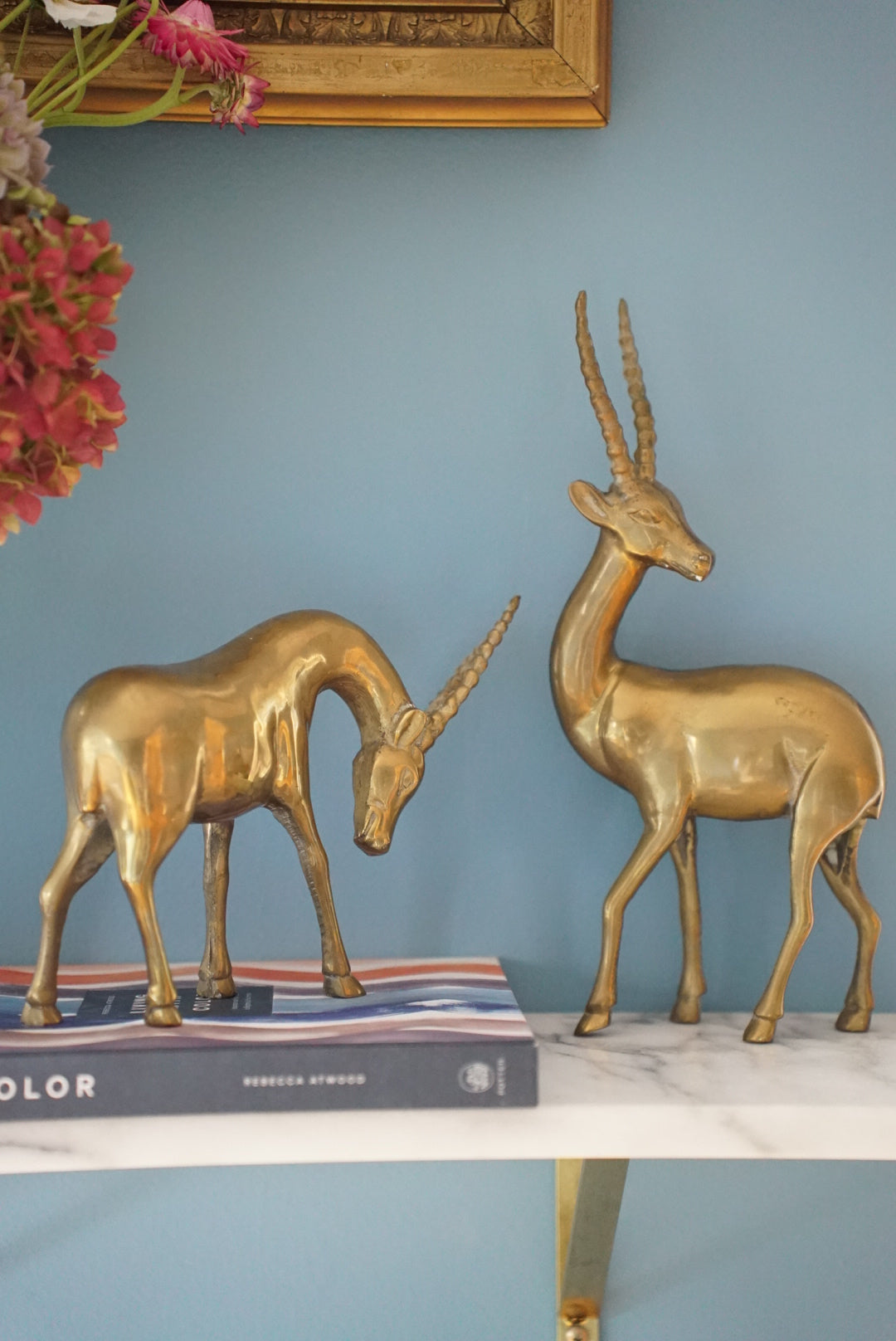 Pair of — Large Vintage Brass Gazelle