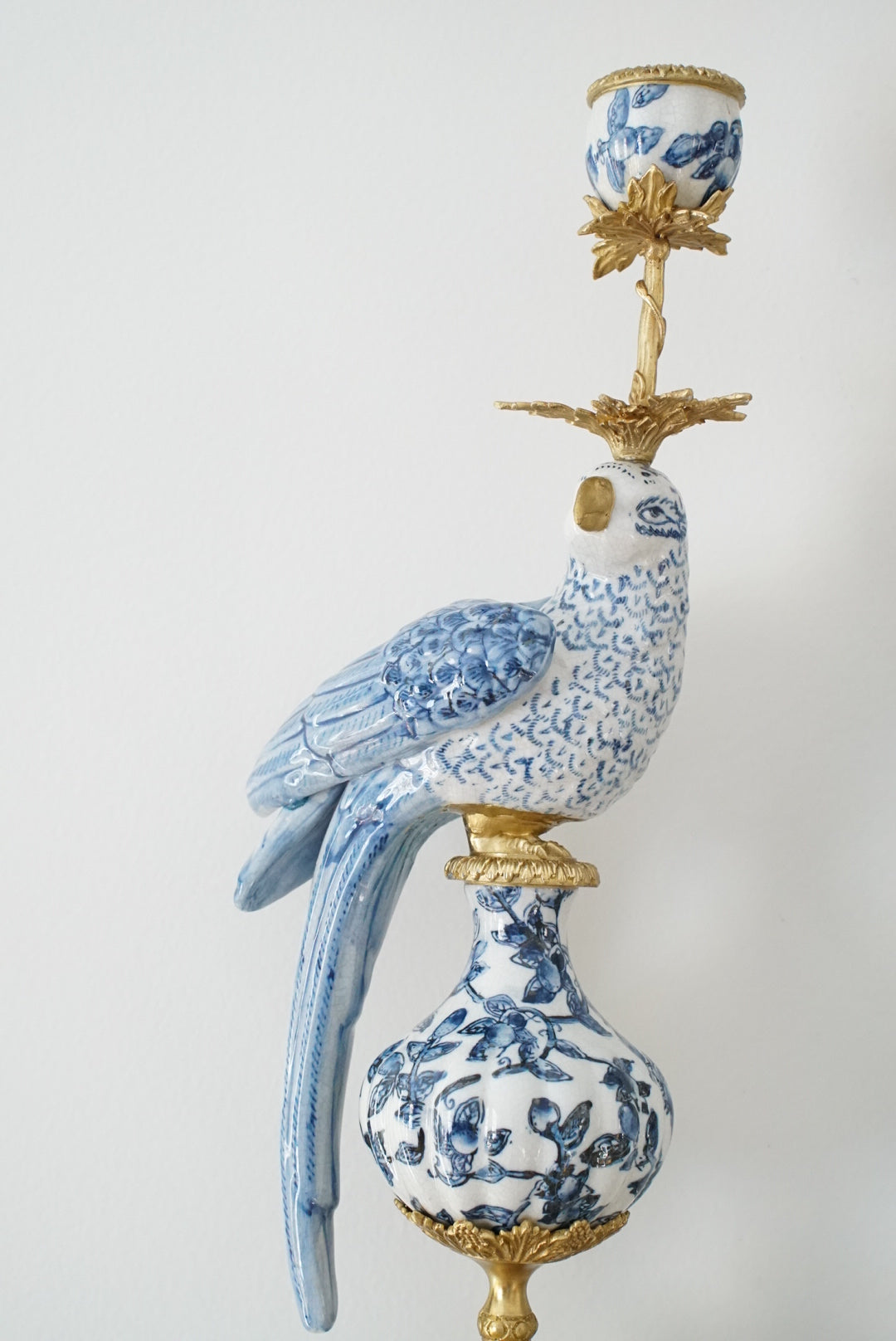 Pair of — Ormolu Mounted Blue and White Candelabra
