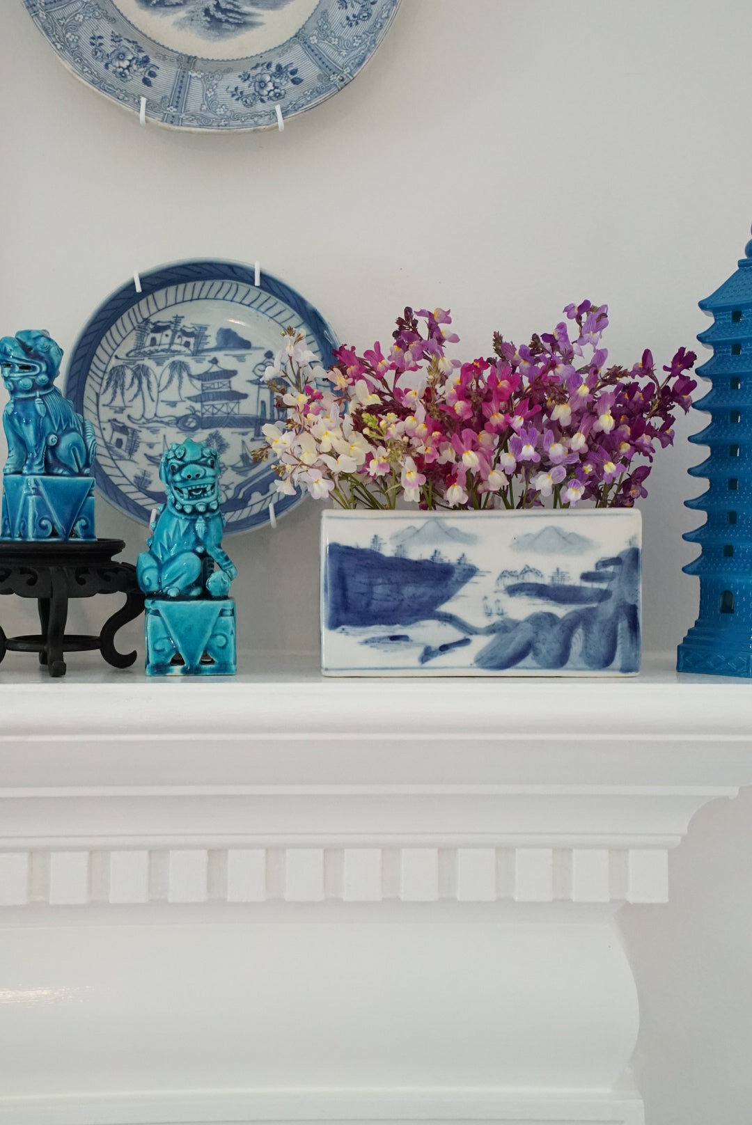 Vintage Blue and White Flower Brick