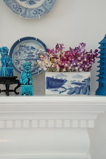 Vintage Blue and White Flower Brick