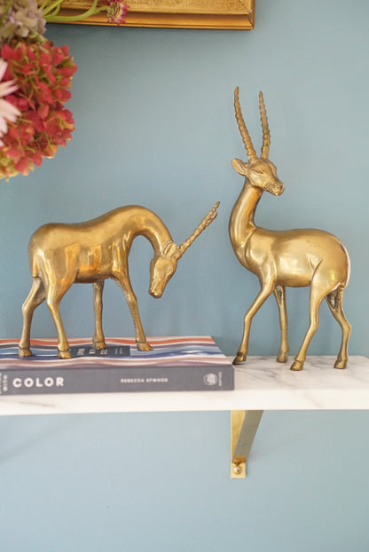 Pair of — Large Vintage Brass Gazelle