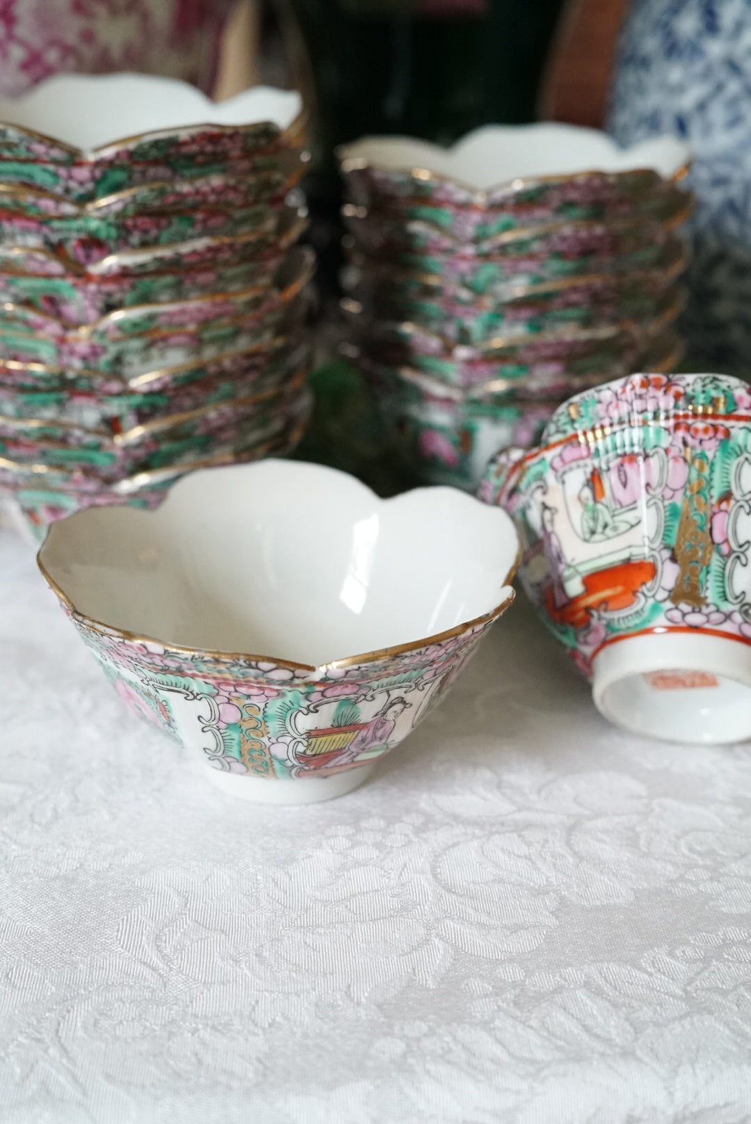 Vintage Petite Rose Medallion Lotus Bowl