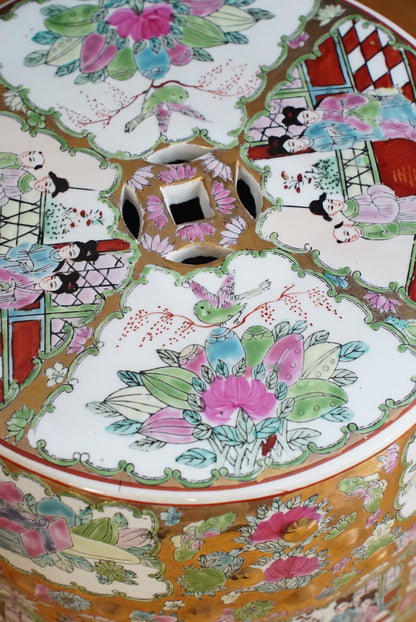 Vintage Rose Medallion Garden Stool