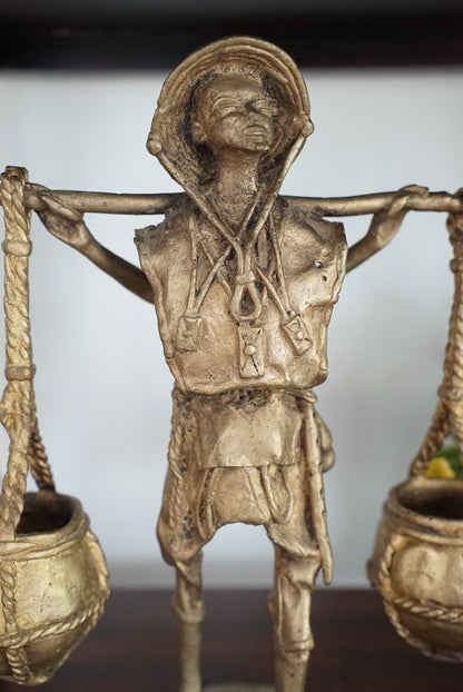 Vintage Bronze Cast Water Carrier Sculpture