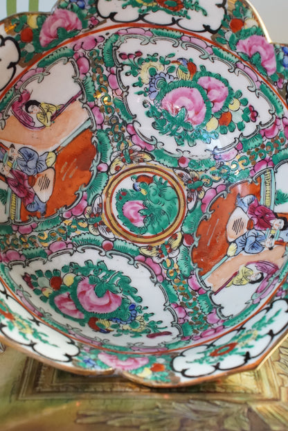 Vintage Rose Medallion Lotus Bowl